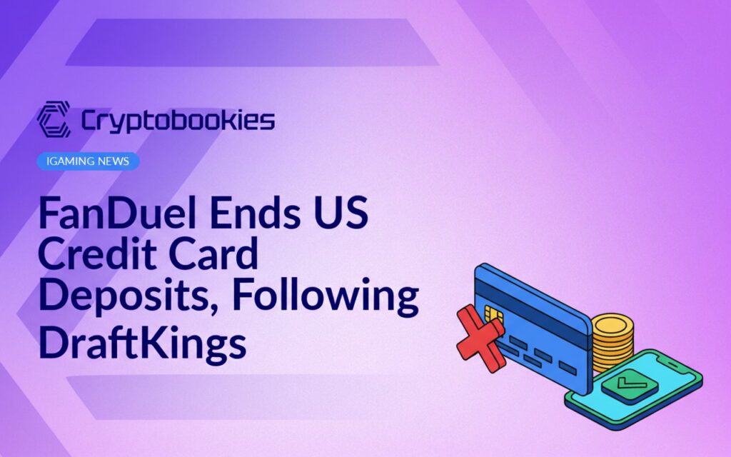 Two hands holding credit cards above a smartphone displaying betting app logos on a blue background.