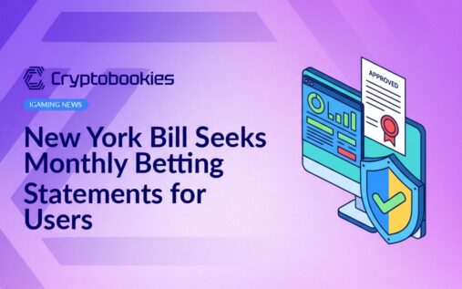 Computer monitor displaying analytics dashboard, stamped document with seal, and shield with checkmark on blue background