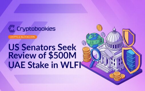 Government building under magnifying glass, globe with cash and coins, secure server with shield icon on blue background