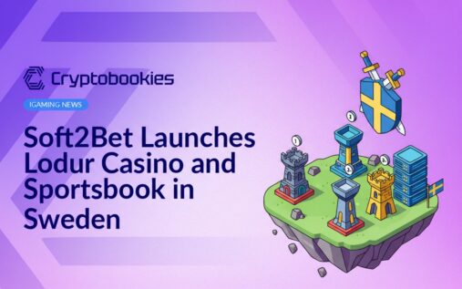 Isometric island with upgradeable towers, level markers, crossed swords over shield emblem, and server stack with Swedish flag.