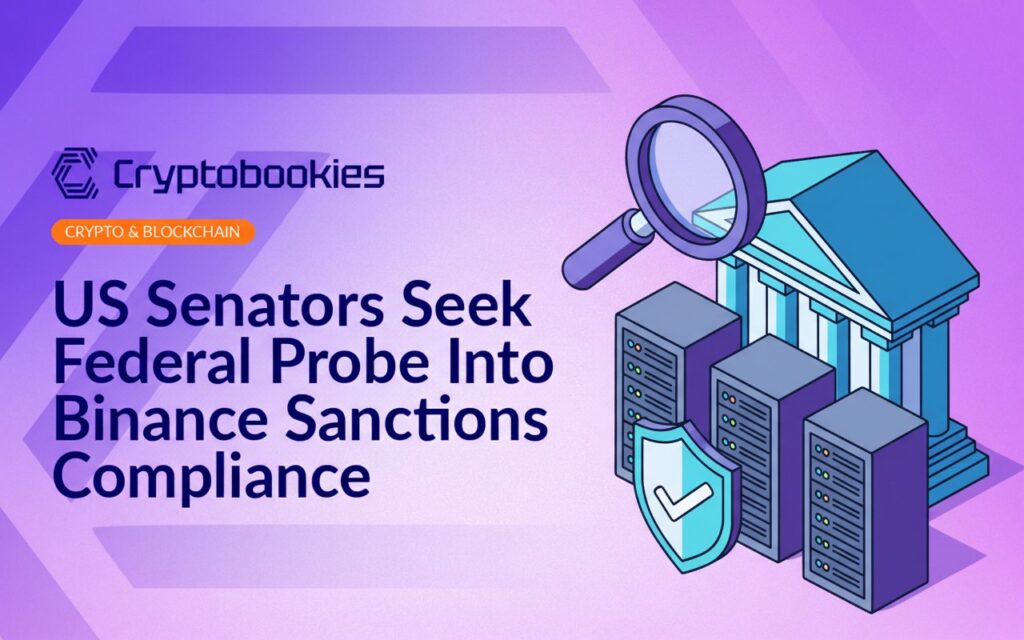 Government building with columns, magnifying glass over server racks, shield with checkmark in front of blue background