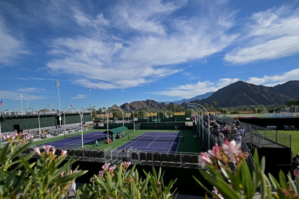 Daniil Medvedev playing a backhand shot on a hard court during a recent tournament