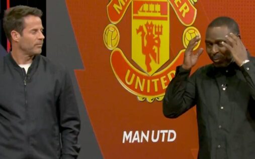 Andy Cole and Jamie Redknapp debating in a television studio