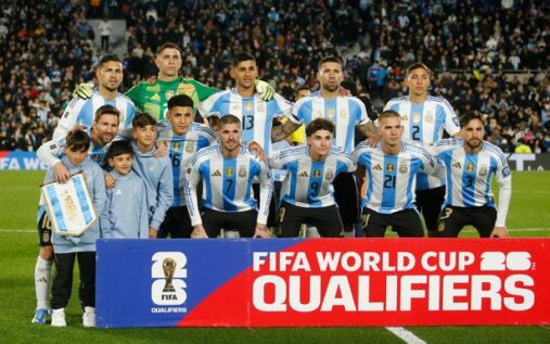 Lionel Messi wearing the Argentina captain's armband during an international match