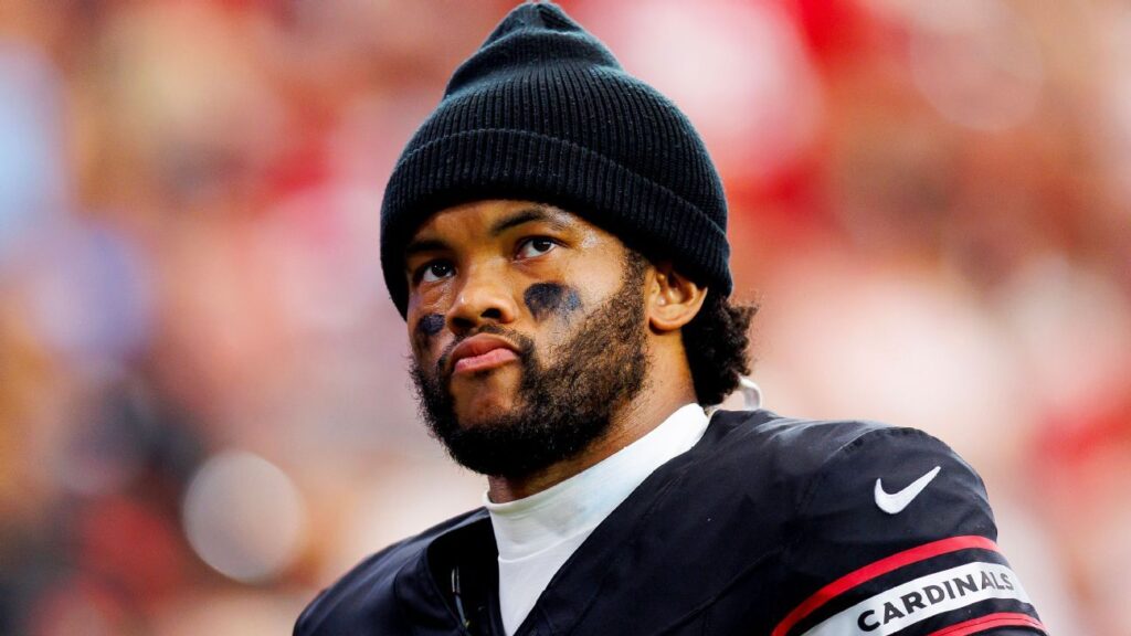 Arizona Cardinals quarterback Kyler Murray looking on from the sideline during an NFL game