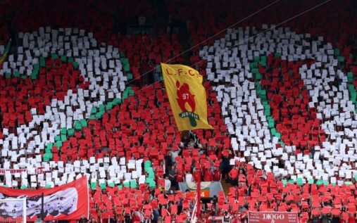 Liverpool manager Arne Slot looking emotional on the touchline at Anfield