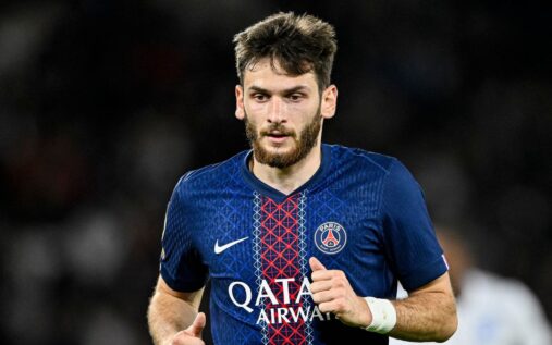 Khvicha Kvaratskhelia playing for Paris Saint-Germain