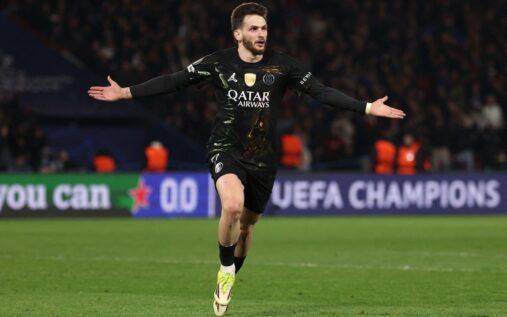 Khvicha Kvaratskhelia playing for Paris St-Germain in the Champions League