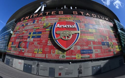 The Arsenal club crest displayed proudly on the exterior of the Emirates Stadium