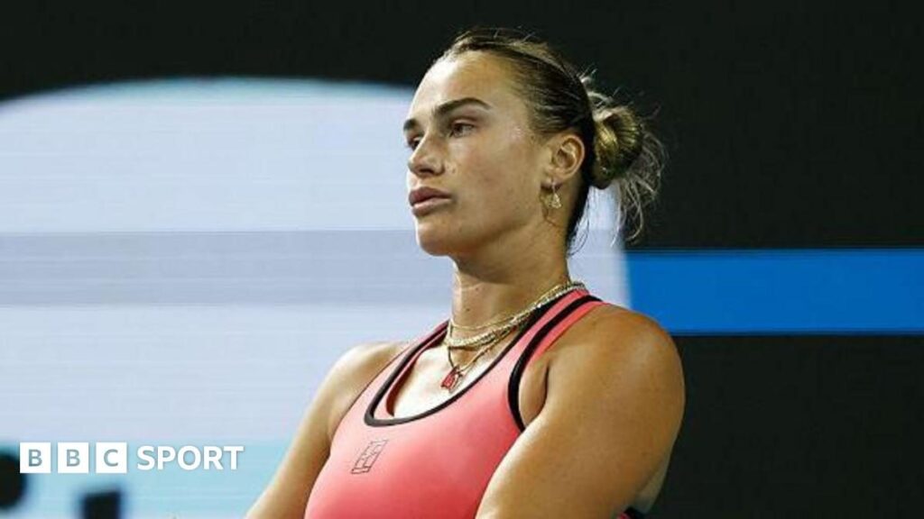 Aryna Sabalenka hitting a powerful forehand on the hard courts at the Miami Open