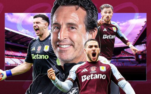 Aston Villa manager Unai Emery shouting instructions from the touchline during a Premier League match