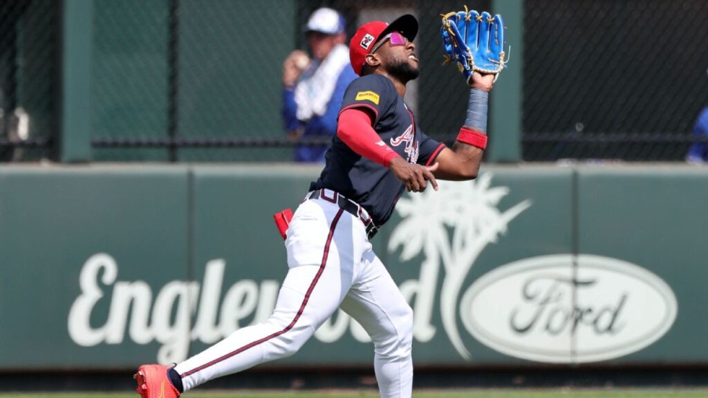 Jurickson Profar batting for the Atlanta Braves during a Major League Baseball game