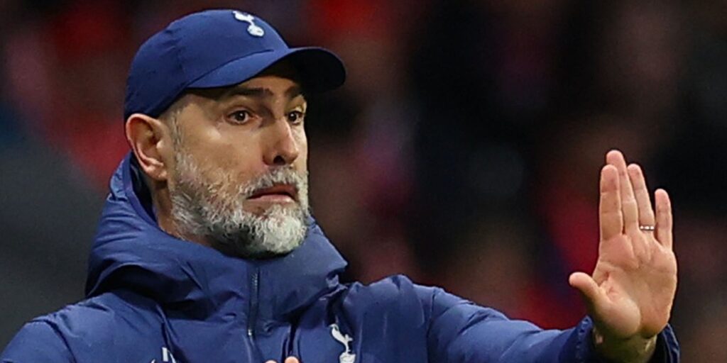 Micky van de Ven looking dejected during Tottenham Hotspur's Champions League match against Atletico Madrid