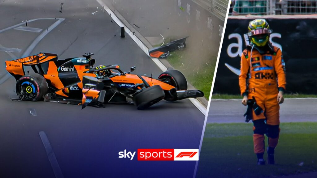 Oscar Piastri's McLaren Formula 1 car stopped off-track at Albert Park following a pre-race incident