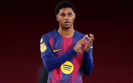 Marcus Rashford looks dejected during Barcelona's Copa del Rey match against Atletico Madrid