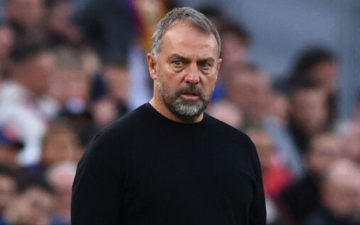 Tottenham defender Micky van de Ven gesturing on the pitch during a Premier League match