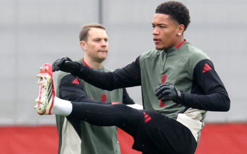 Bayern Munich manager Vincent Kompany speaking to the media at a press conference