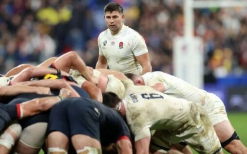 Ben Youngs looking pensive on a rugby pitch during the filming of his BBC documentary