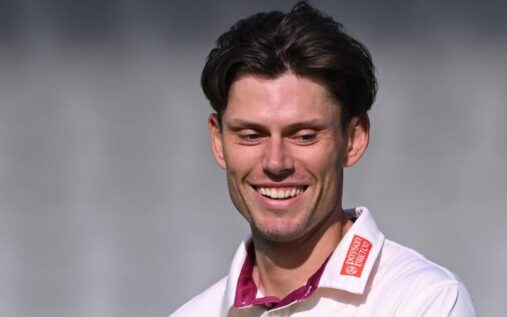 Central Stags bowler Brett Randell celebrating a wicket with teammates during a cricket match