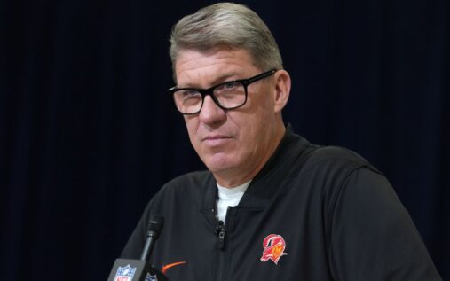 Wide receiver Mike Evans playing for the Tampa Bay Buccaneers in an NFL game