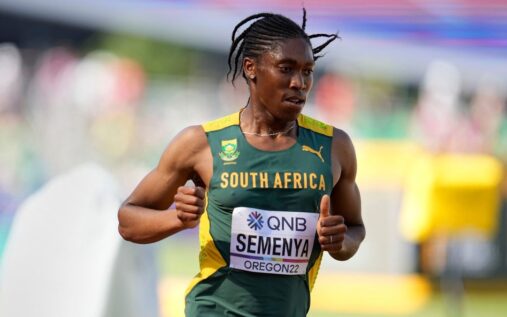 Double Olympic champion Caster Semenya speaking to the media