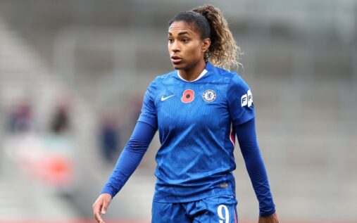USWNT forward Catarina Macario playing football on the pitch