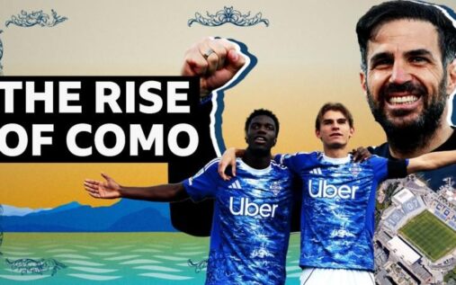 Cesc Fabregas managing from the touchline during a Como match in Serie A