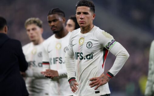 Enzo Fernandez playing for Chelsea in a competitive football match