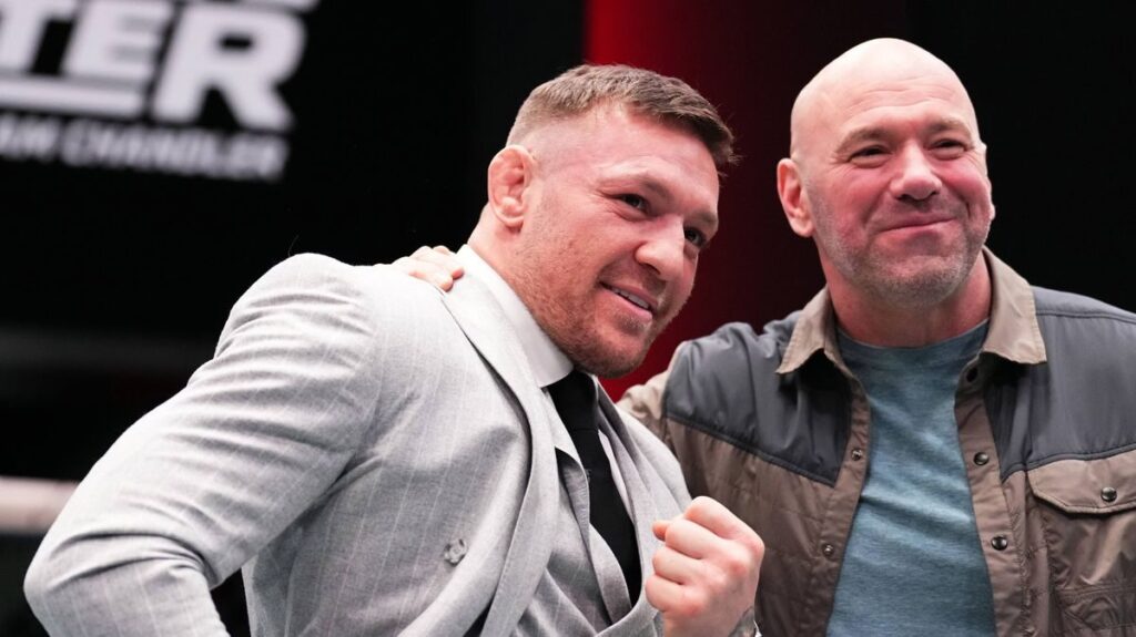 Conor McGregor inside the UFC octagon preparing for a mixed martial arts bout