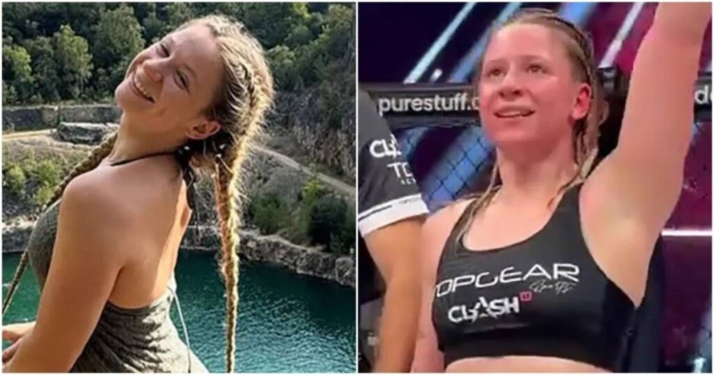 Czech MMA fighter Dominika Elischerova smiling in her training gear
