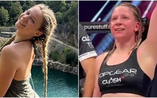 Czech MMA fighter Dominika Elischerova smiling in her training gear