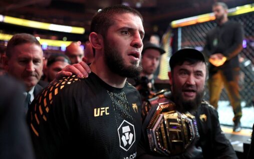 UFC welterweight champion Islam Makhachev walking towards the Octagon