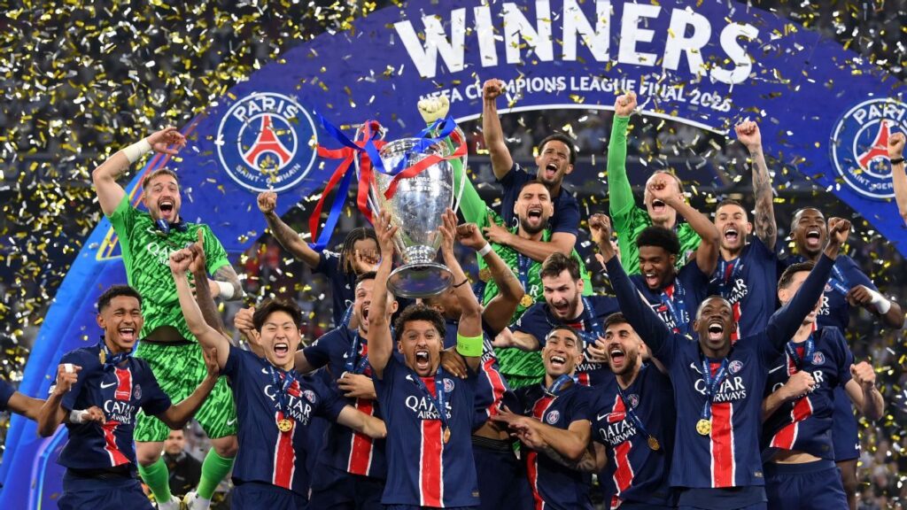 Arsenal players celebrating during a Champions League match