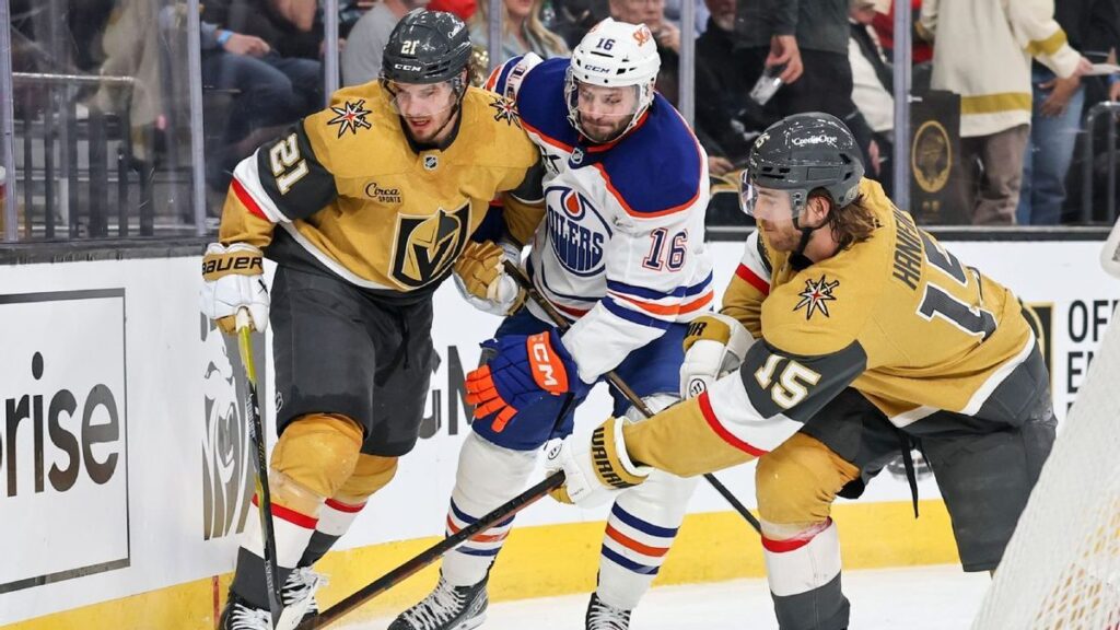 Connor McDavid of the Edmonton Oilers skating on the ice during an NHL game