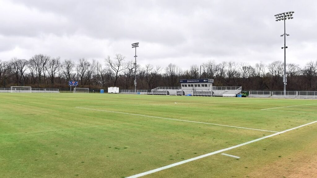Aerial view of the Swope Soccer Village training pitches in Kansas City