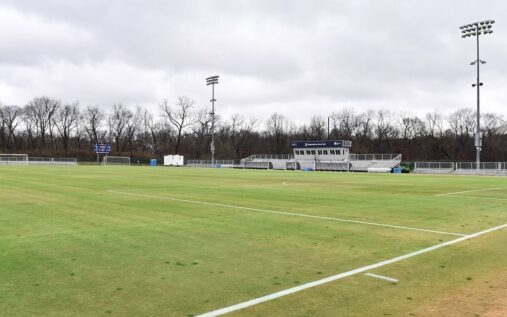 Aerial view of the Swope Soccer Village training pitches in Kansas City