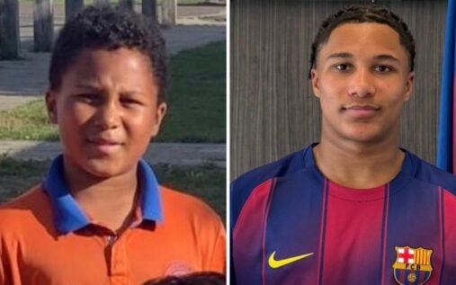 Ajay Tavares playing football for Norwich City youth team before his transfer to Barcelona