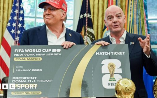 Football fans protesting against Fifa World Cup ticket prices in stadium stands