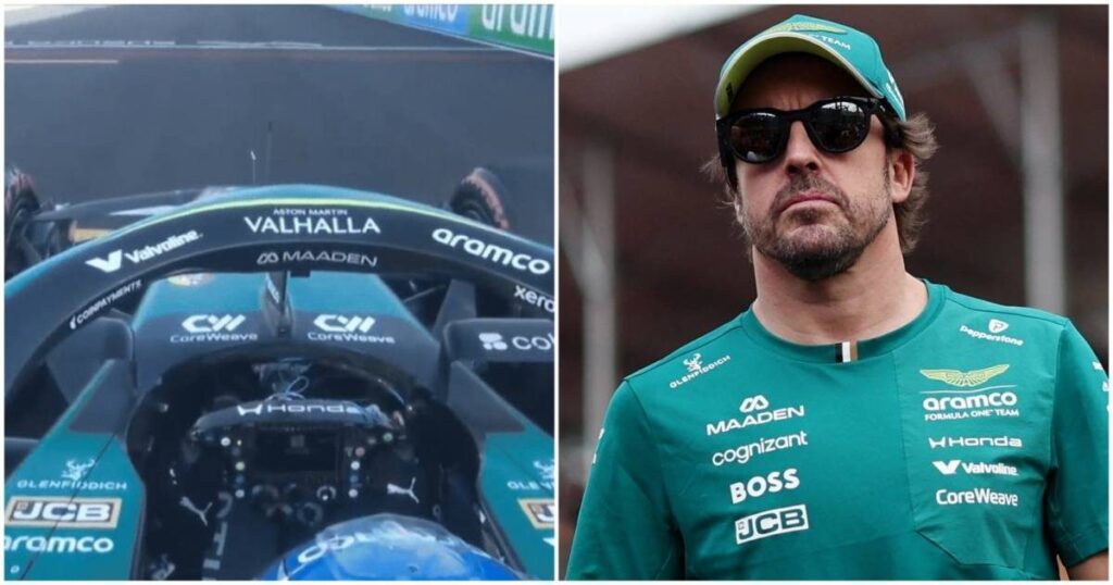 Fernando Alonso driving the vibrating Aston Martin AMR26 car on track at the Japanese Grand Prix