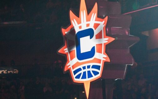 Connecticut Sun players competing on the court during a WNBA basketball match