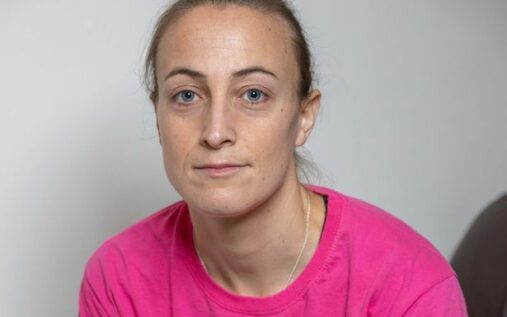 Amy Carr playing in goal during a professional women's football match