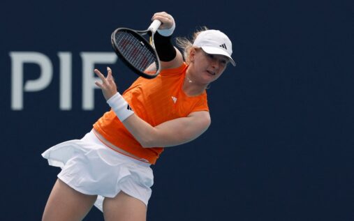 Fran Jones and Venus Williams sharing a warm embrace at the net during the Miami Open tennis tournament