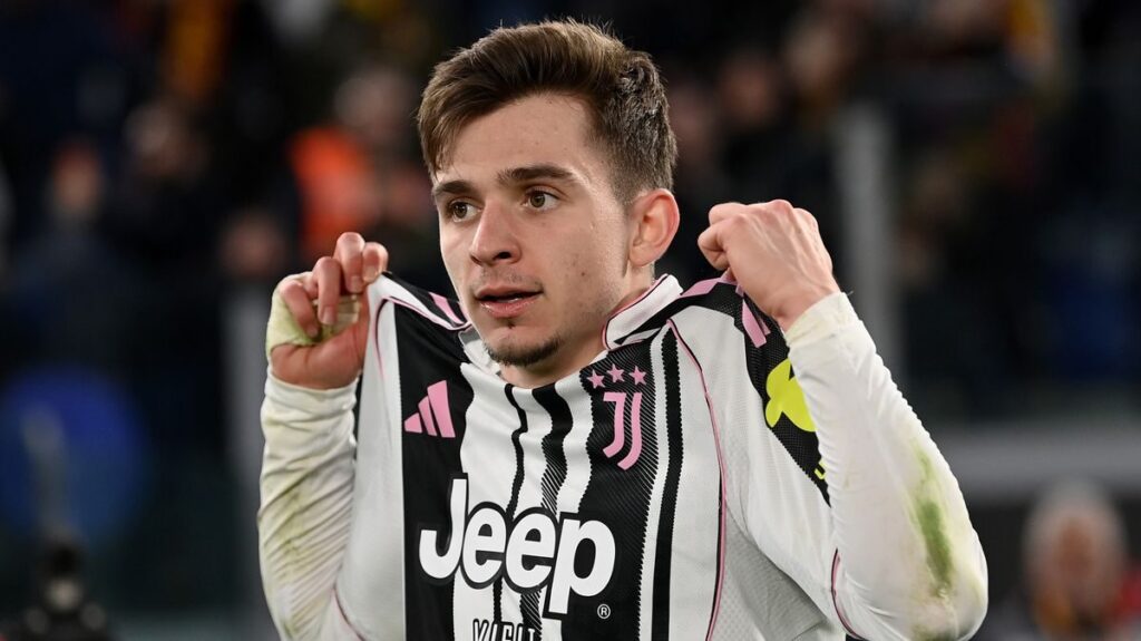 Francisco Conceicao playing for Juventus during a Serie A match