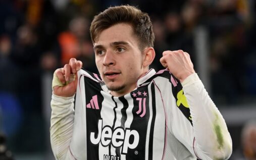 Francisco Conceicao playing for Juventus during a Serie A match