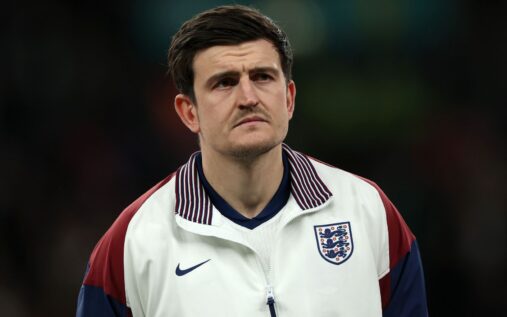Harry Maguire playing for Manchester United