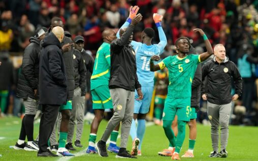 Idrissa Gueye playing for Senegal in a green national team kit during the Africa Cup of Nations
