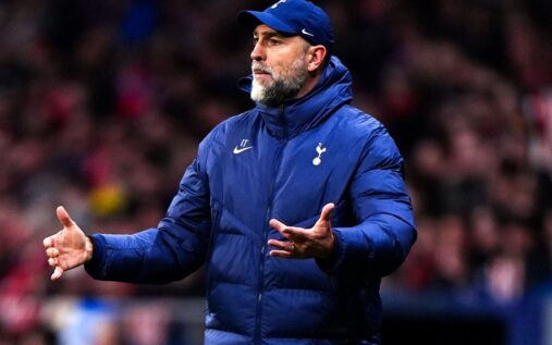 Tottenham Hotspur interim head coach Igor Tudor gesturing on the touchline during a match.