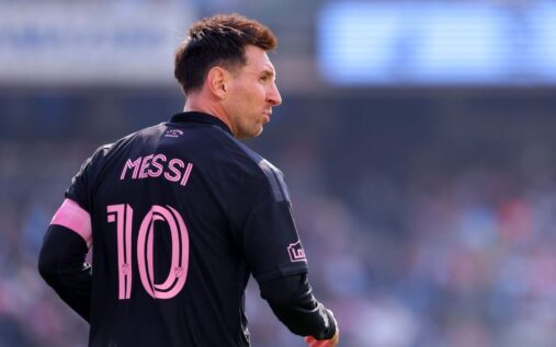 Lionel Messi in action for Inter Miami during their Major League Soccer victory over New York City FC at Yankee Stadium.