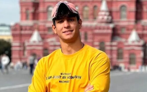 Portrait of Iranian teenage amateur wrestling champion Saleh Mohammadi