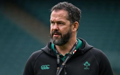 Ireland head coach Andy Farrell giving instructions to players during a Six Nations training session